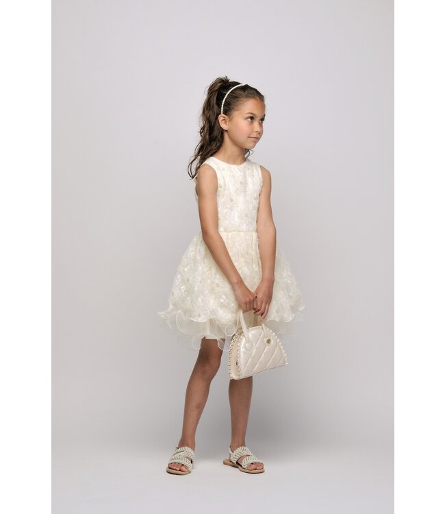 Le Chic Zomer jurk meisjes Off wit - tule bloemen - Symro