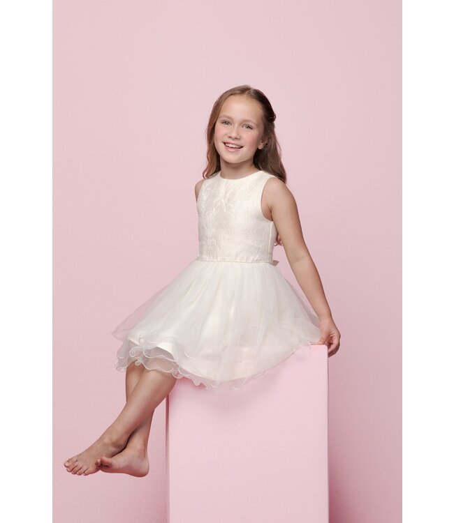 Le Chic Zomer jurk meisjes Off wit - damast & tule - Syppha