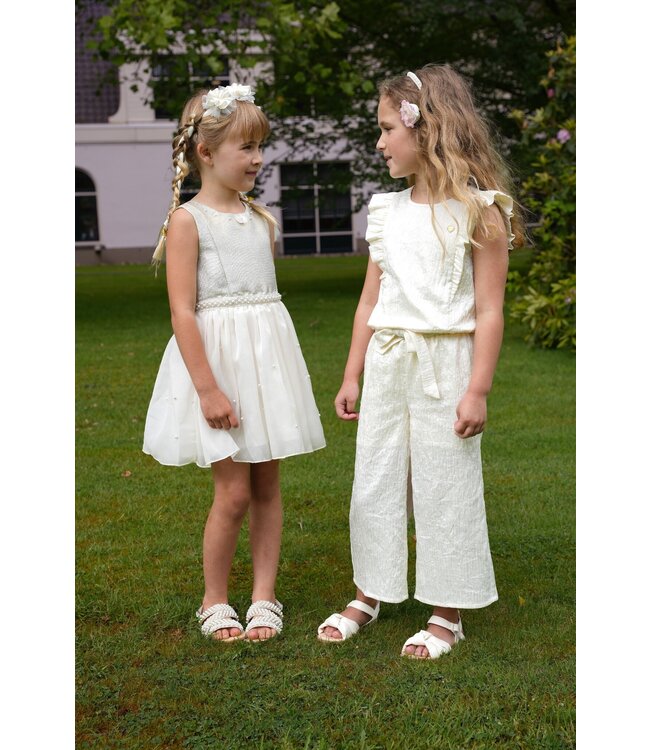 Le Chic Zomer jumpsuit meisjes Off wit - crushed satijn - Kyrola