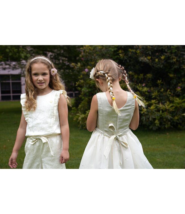 Le Chic Zomer jumpsuit meisjes Off wit - crushed satijn - Kyrola