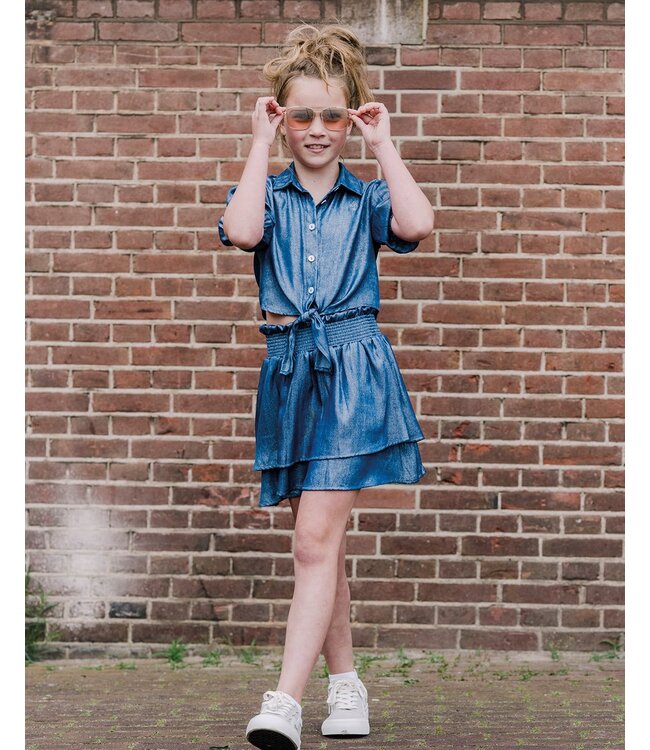 KIEstone Zomer rok meisjes - shiny blauw - Ilse