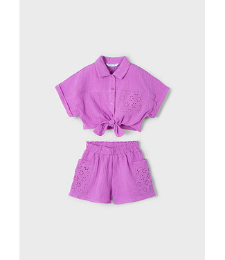 Mayoral Zomer top + short meisjes - orchidee paars