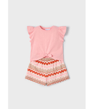 Mayoral Zomer top + short gebreid meisjes - zalm roze