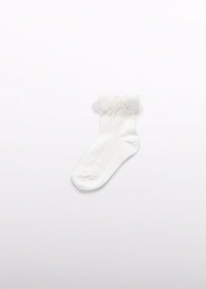 Abel & Lula Zomer sokken tule ruffel meisjes - creme wit afbeelding