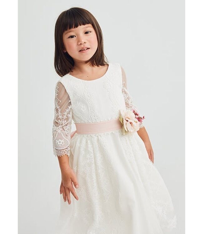 Abel & Lula Zomer jurk embroidery meisjes - creme wit