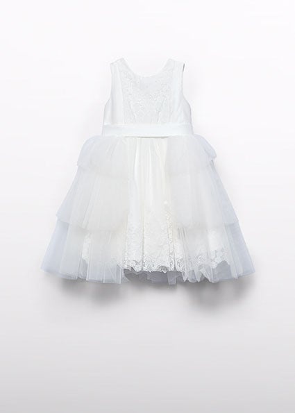Abel & Lula Zomer jurk tule peplum meisjes - creme wit afbeelding