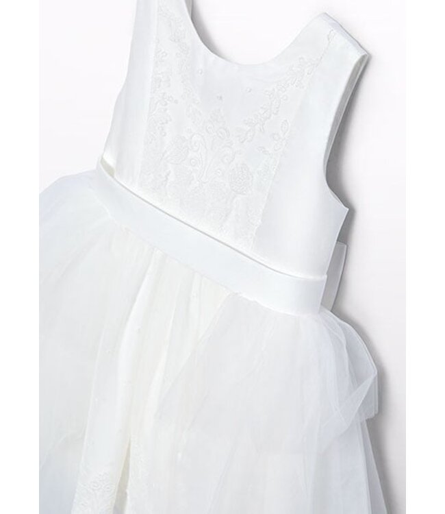 Abel & Lula Zomer jurk tule peplum meisjes - creme wit