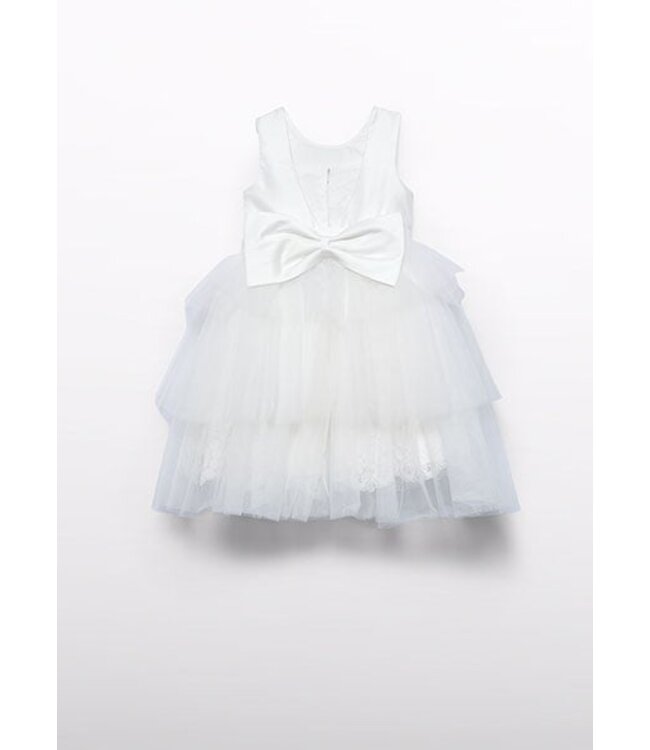 Abel & Lula Zomer jurk tule peplum meisjes - creme wit