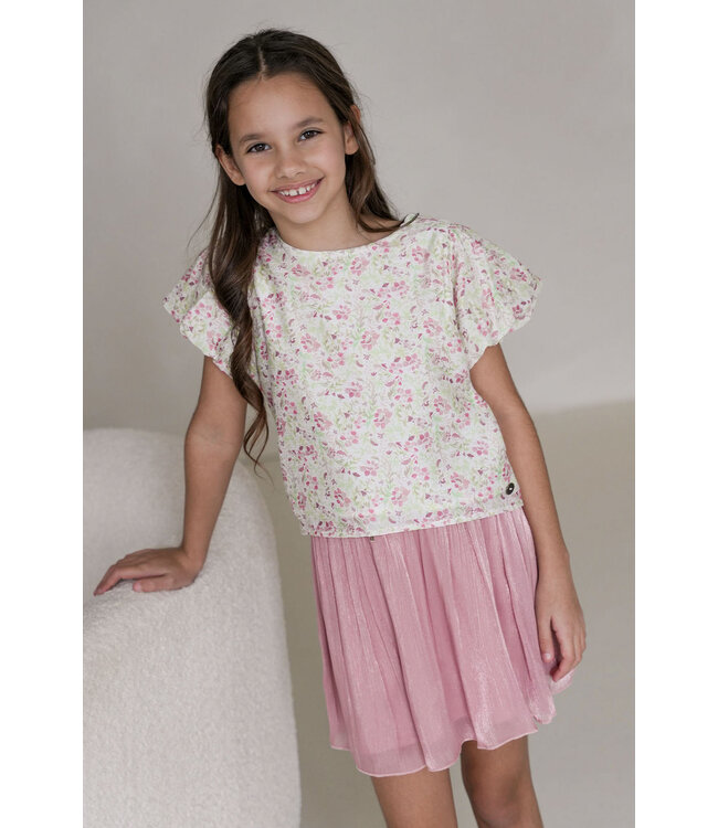 Like Flo Zomer top meisjes AOP multi - geweven - ballon mouwen - strik op achterkant - Evi