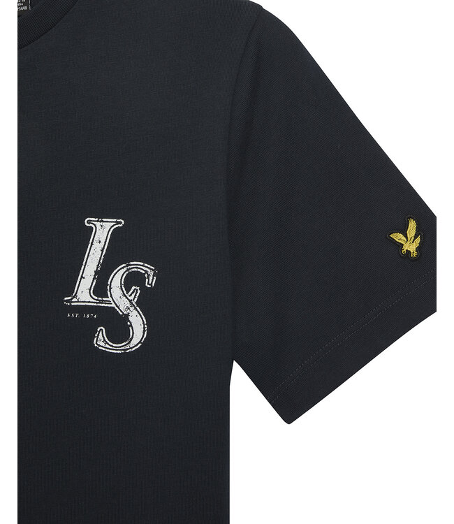 Lyle & Scott zomer t-shirt jongens - Navy blauw - Monogram print
