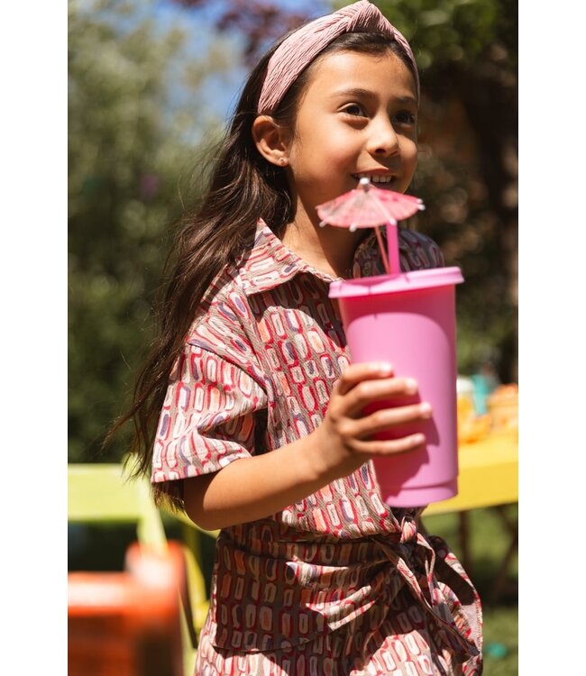 Quapi Zomer shirt meisjes - zand - AOP sketch -  Finette