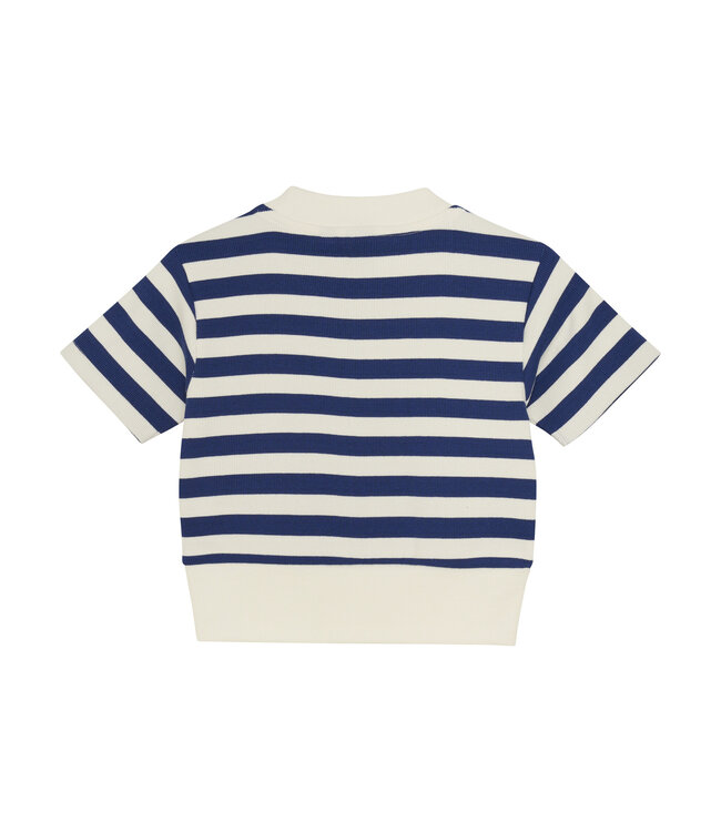 Indian Blue Jeans Zomer T-shirt S/S meisjes - navy blauw - cropped - gestreept - rib