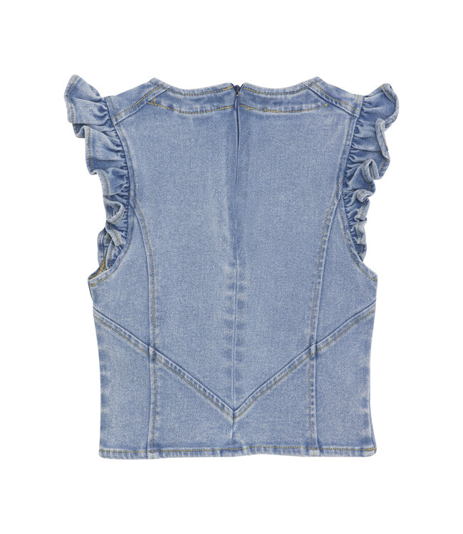 Indian Blue Jeans Zomer top meisjes - licht blauw - ruffel - denim