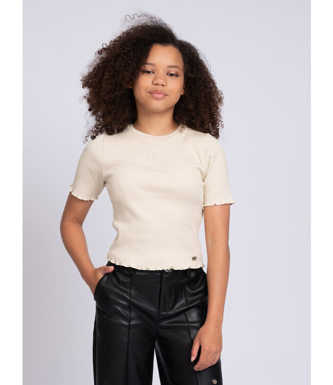 Nik&Nik zomer rib top meisjes - taupe - Sylvia