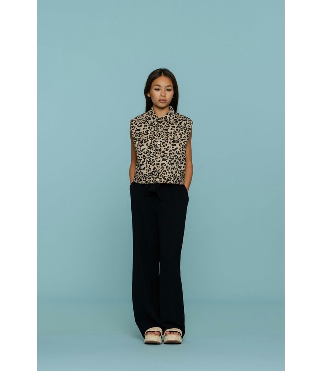 Geisha zomer broek meisjes - crinckle - zwart