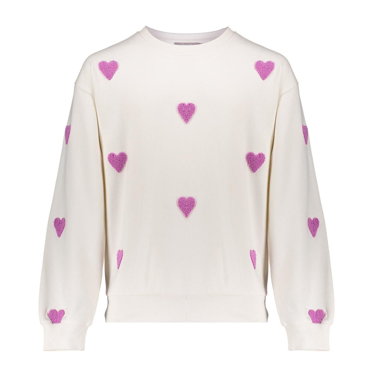 Geisha zomer sweater meisjes - hartjes terry - licht zand / lavendel afbeelding