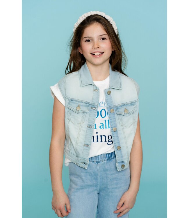 Geisha zomer gilet meisjes - jogg jeans - bleached denim