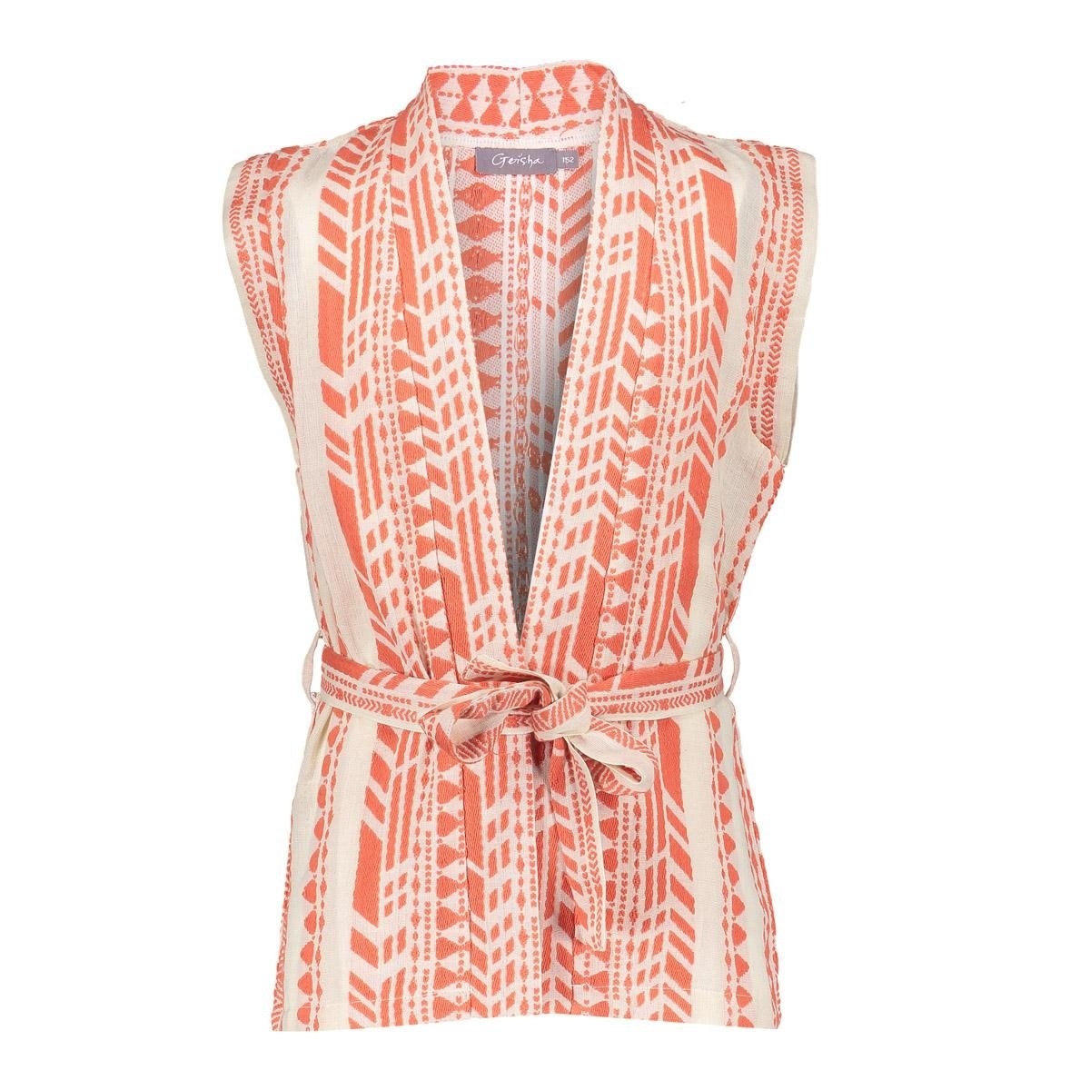 Geisha zomer gilet meisjes - fancy woven - oranje / off wit afbeelding
