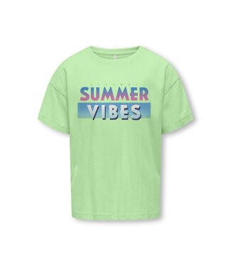 Kids ONLY zomer t-shirt S/S meisjes - loose fit, print - groen - Kogruth