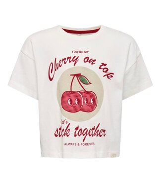 Kids ONLY zomer t-shirt S/S meisjes - loose fit - off wit - Kogcharlotte