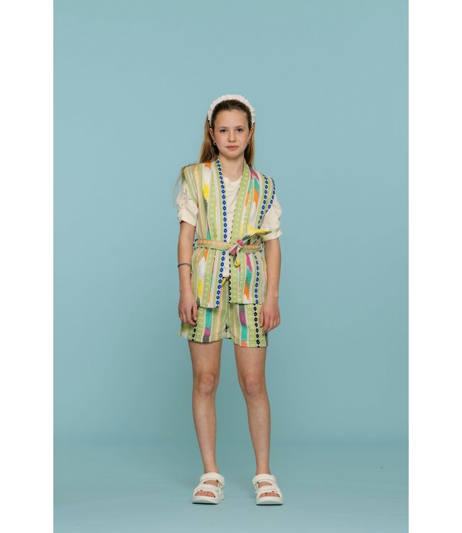 Geisha zomer gilet meisjes - fancy woven - groen / lime
