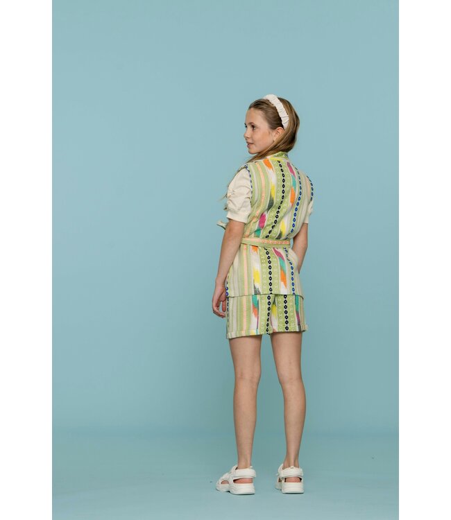 Geisha zomer gilet meisjes - fancy woven - groen / lime