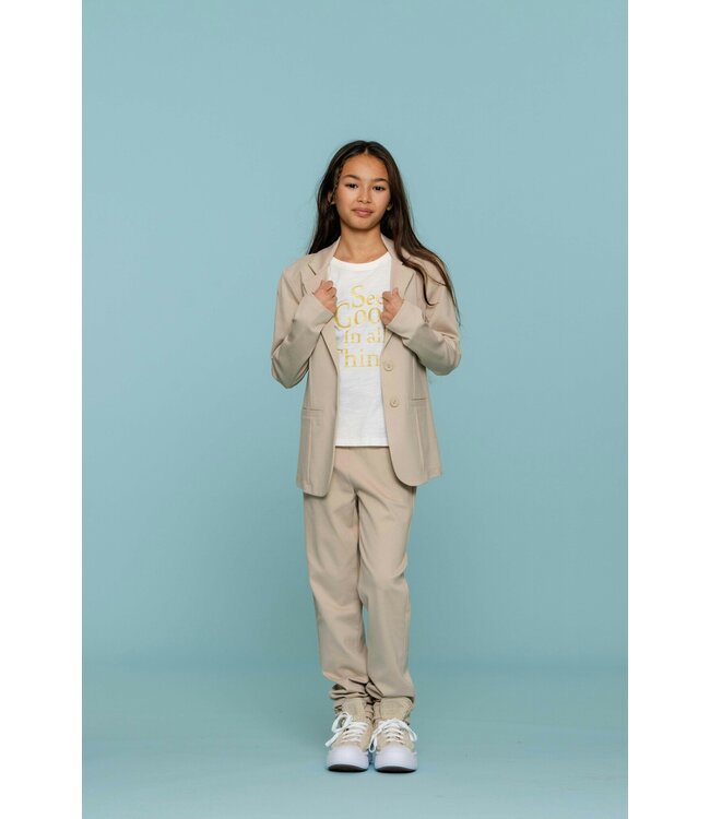 Geisha zomer t-shirt meisjes - glitter - off wit / goud