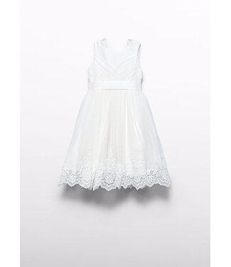 Abel & Lula Zomer jurk tule embroidery meisjes - creme wit