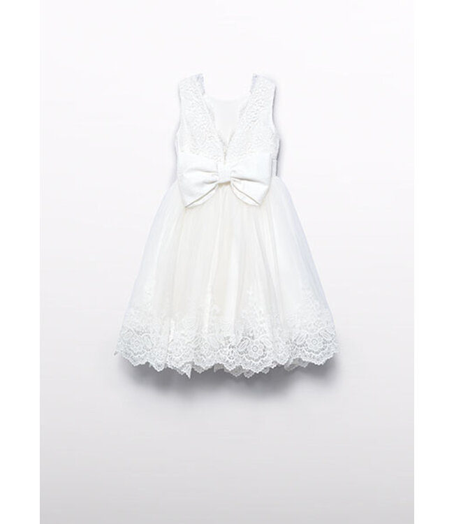 Abel & Lula Zomer jurk tule embroidery meisjes - creme wit