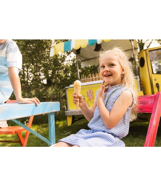 Quapi Zomer shirt meisjes - blauw - AOP geruit -  Fienna