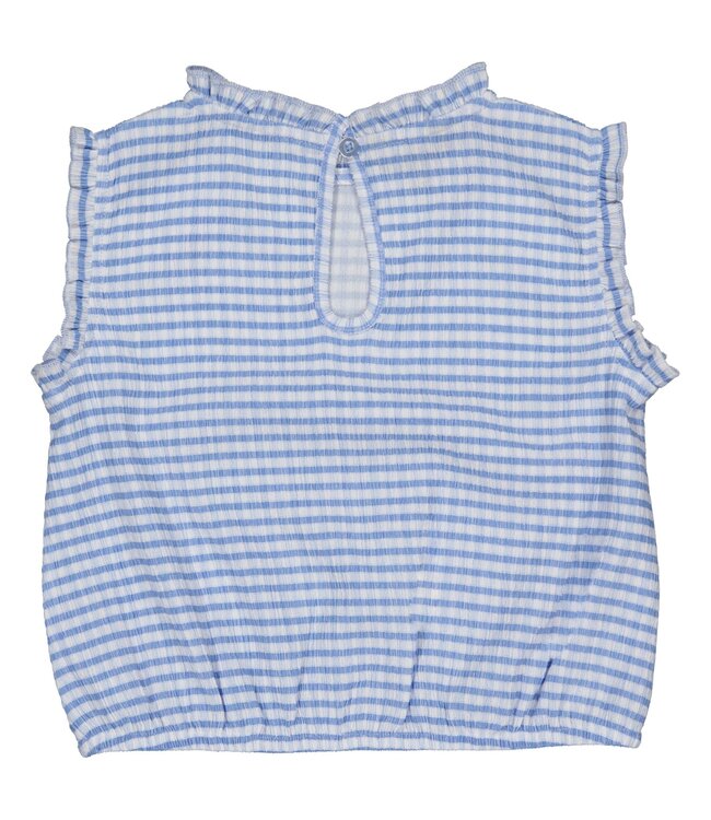 Quapi Zomer shirt meisjes - blauw - AOP geruit -  Fienna