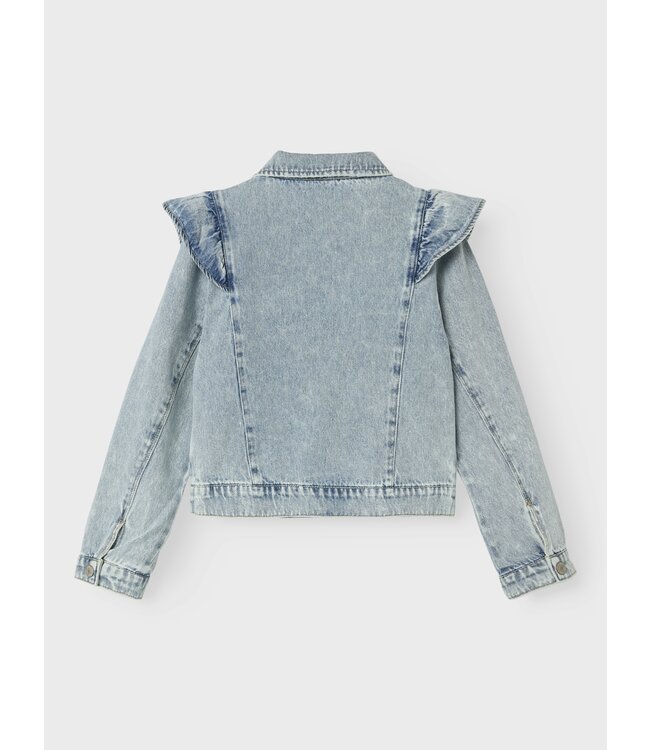Name it zomer spijkerjas meisjes - licht blauw bleached denim - Nkflana