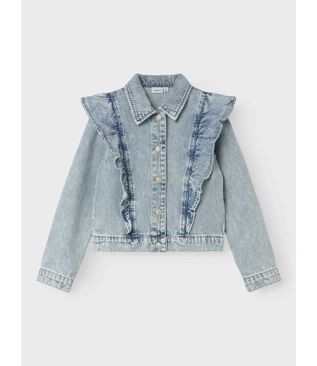 Name it zomer spijkerjas meisjes - licht blauw bleached denim - Nkflana