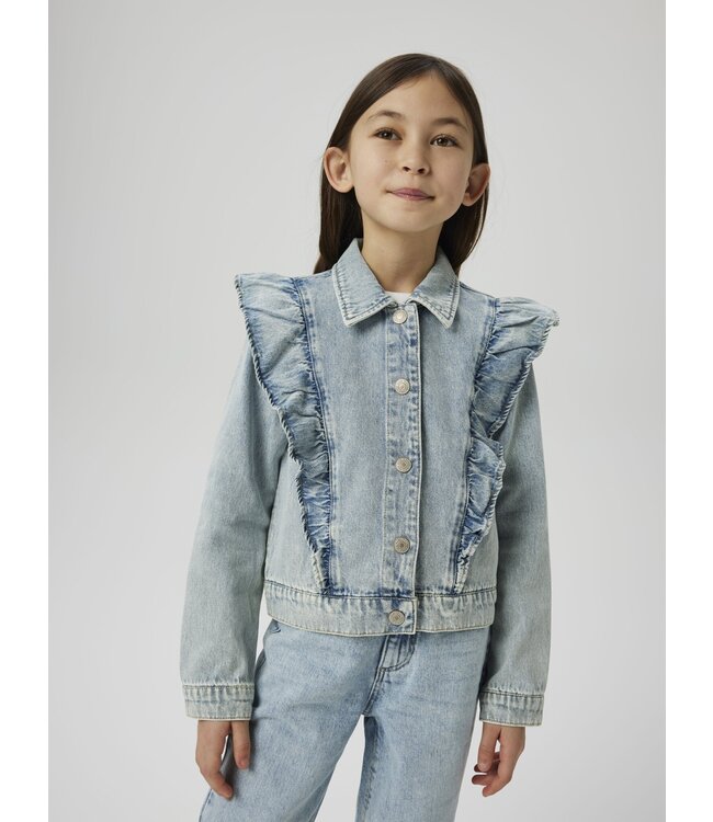 Name it zomer spijkerjas meisjes - licht blauw bleached denim - Nkflana