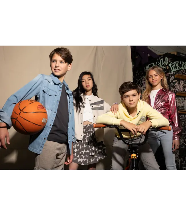 Indian Blue Jeans Zomer shirt jongens - blauw - denim badge