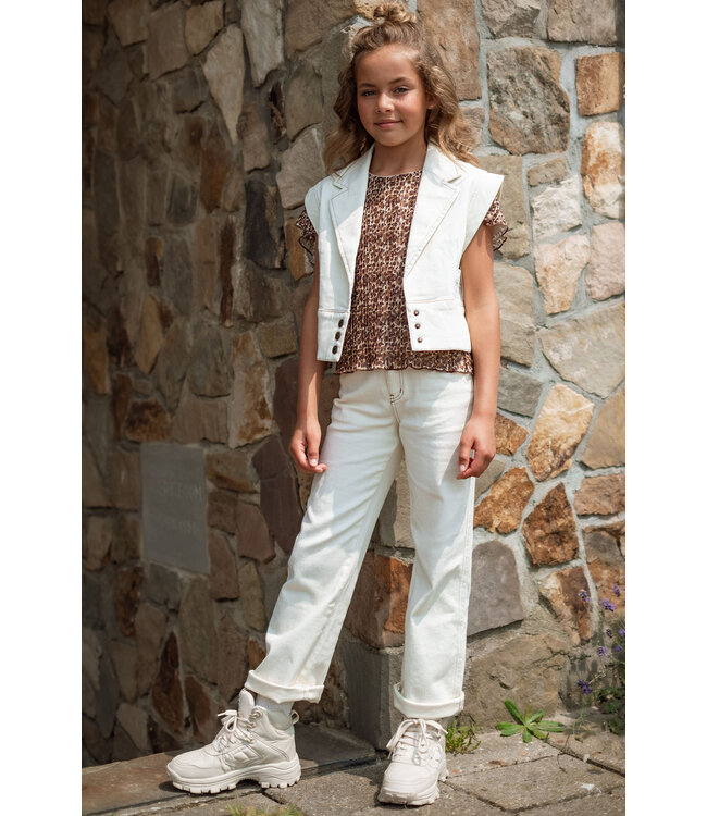 Like Flo zomer jeans broek meisjes - off wit - wide leg - Farah