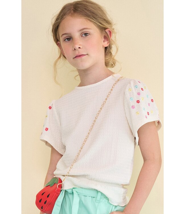 NoNo zomer top meisjes - ivoor wit - borduursel - Kaby