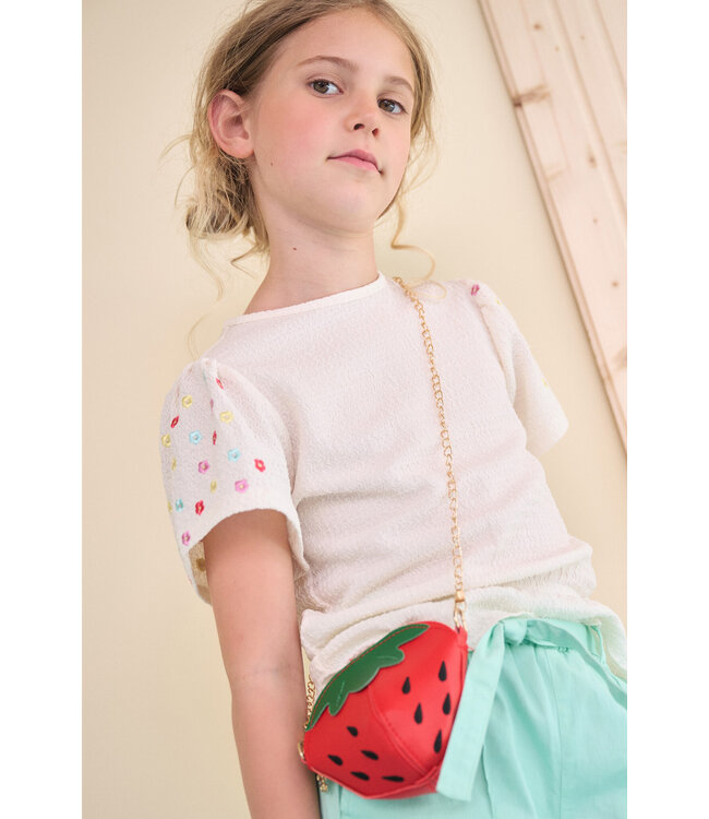 NoNo zomer top meisjes - ivoor wit - borduursel - Kaby