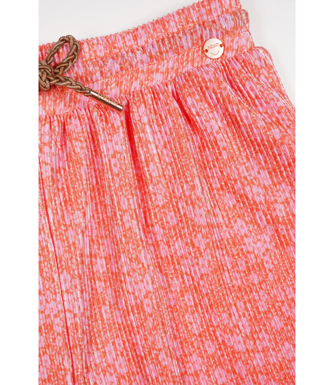 NoNo zomer palazzo broek meisjes - oranje koraal - Daisy AOP, plissee - Sun