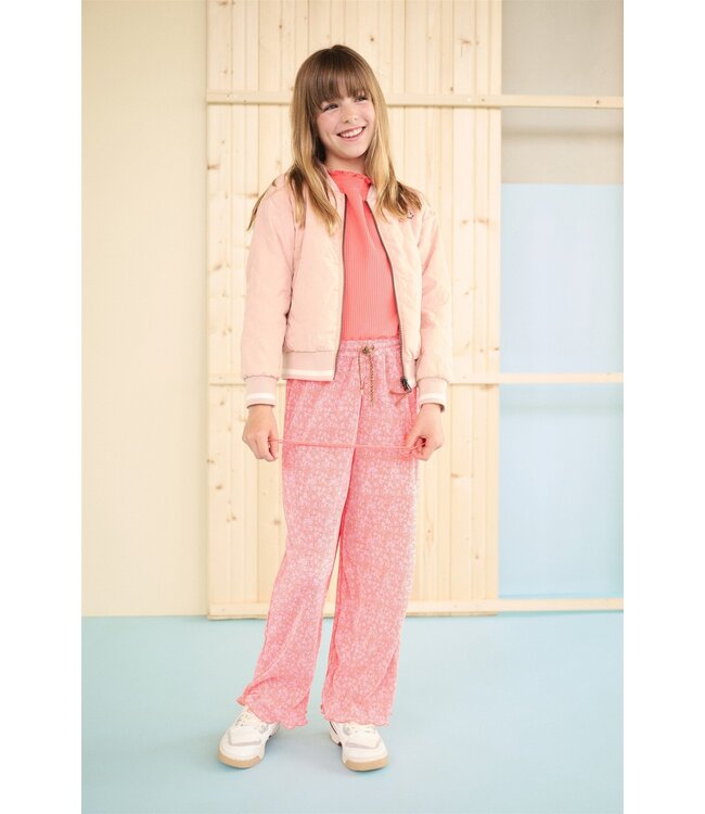 NoNo zomer jumpsuit meisjes - oranje koraal - Daisy AOP, plissee - Sylia