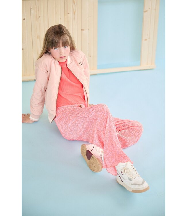 NoNo zomer jumpsuit meisjes - oranje koraal - Daisy AOP, plissee - Sylia