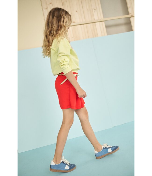 NoNo zomer PU skort meisjes - loving rood - plooien, met riem - Sella