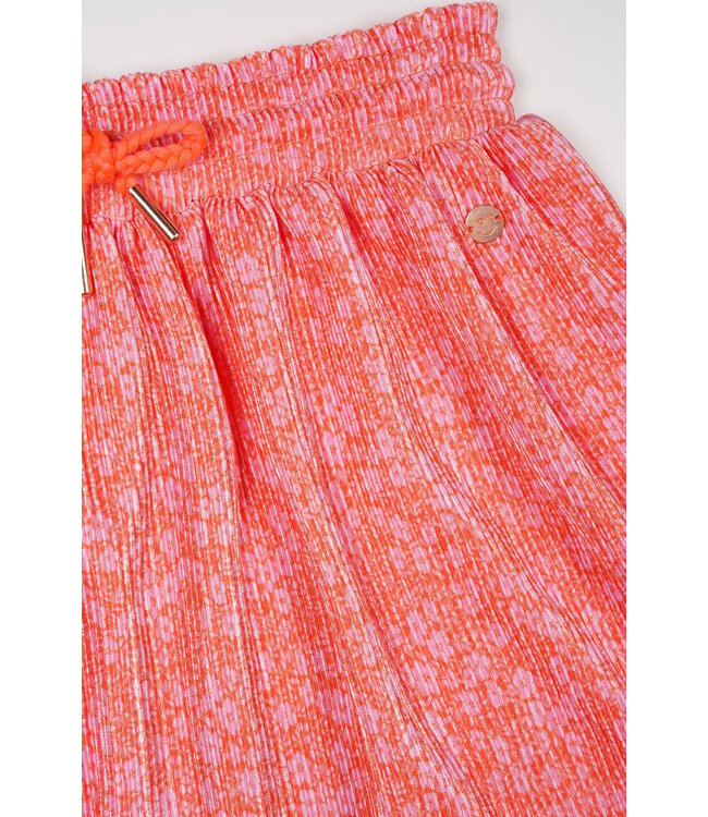 NoNo zomer rok meisjes - oranje koraal - Daisy AOP, plissee - Norah