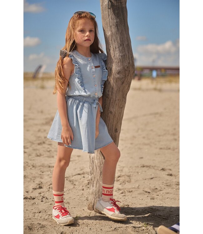 NoNo zomer jurk meisjes - denim blauw - Masa