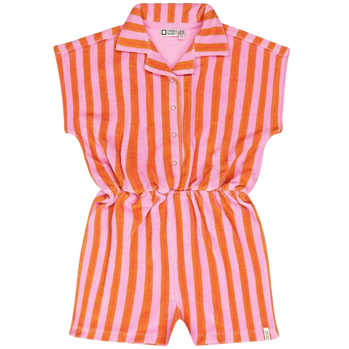 Tumble & Dry zomer jumpsuit meisjes - roze/oranje gestreept - La Barre afbeelding