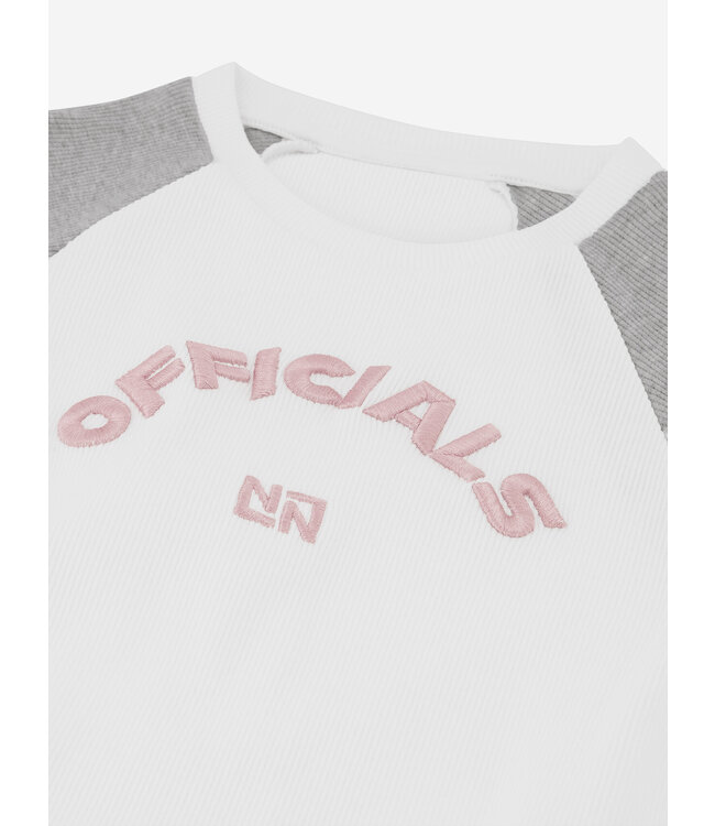 Nik&Nik zomer rib top meisjes - off wit / grijs - Officials