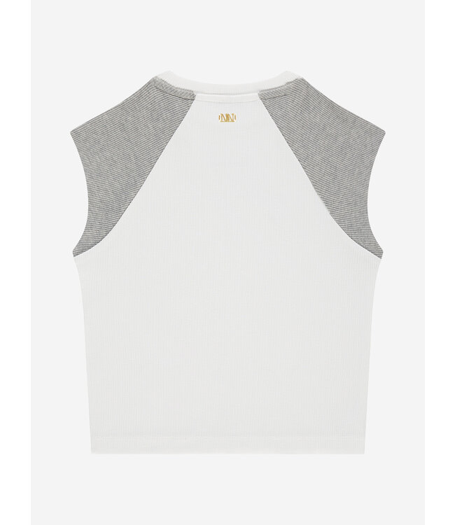 Nik&Nik zomer rib top meisjes - off wit / grijs - Officials