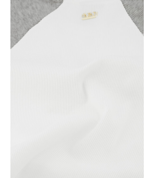 Nik&Nik zomer rib top meisjes - off wit / grijs - Officials