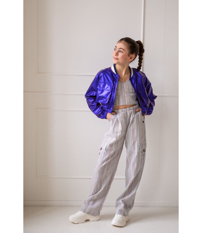 Like Flo zomer cargo broek meisjes teens - mint, gestreept - Fever