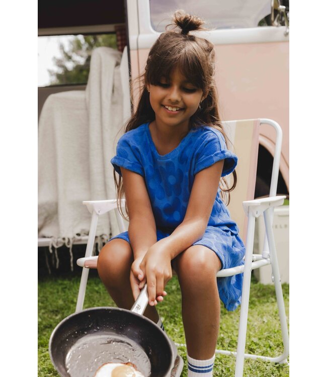 LOOXS Little Zomer top meisjes jaquard bloemen terry - blauw